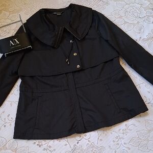 Armani Exchange Black Trench Coat, Large, With Bonus Eyeglass Case